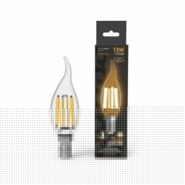 Лампа светодиодная филаментная Black Filament 13Вт свеча на ветру 2700К тепл. бел. E14 1100лм GAUSS 104801113