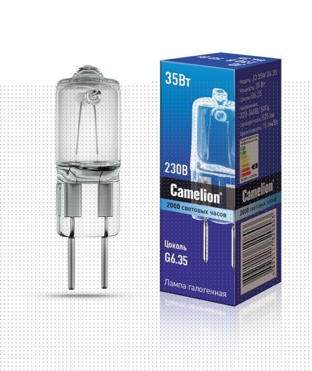 Лампа галогенная JD 35Вт капсула G6.35 3000К 240В Camelion 5203