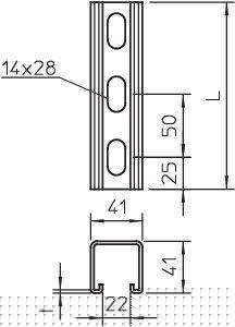 Профиль 41х41 L3000 MS 41LS 3M FT гор. оцинк. OBO 1122483