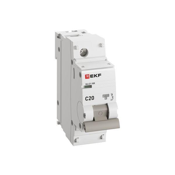 Выключатель автоматический модульный 1п C 20А 10кА ВА 47-100 PROxima EKF mcb47100-1-20C-pro