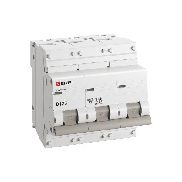 Выключатель автоматический модульный 3п D 125А 10кА ВА 47-100 PROxima EKF mcb47100-3-125D-pro