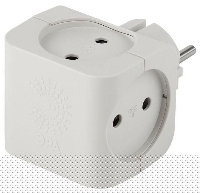 Разветвитель 4-м без заземл. 16А IP20 SP-4-W бел. Эра Б0005103
