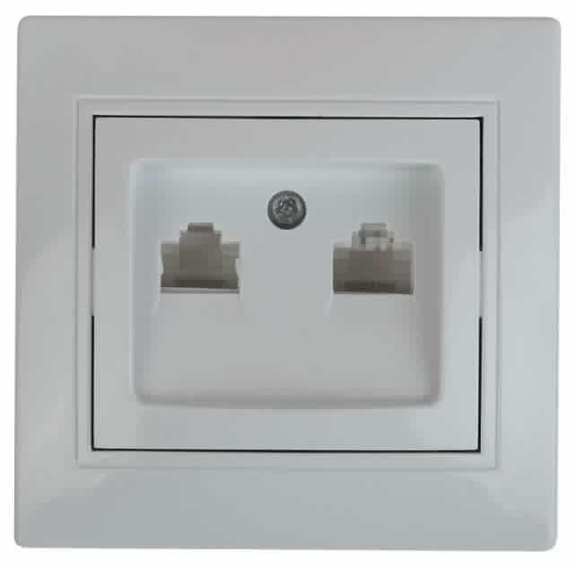 Розетка компьютерная 2-м СП Plano 1-304-01 RJ45 бел. Intro Б0043241