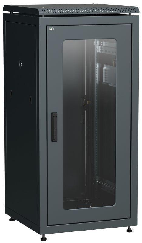 Шкаф сетевой 19дюйм LINEA N 18U 600х800мм стеклянная передняя дверь задняя металлическая черн. ITK LN05-18U68-GM