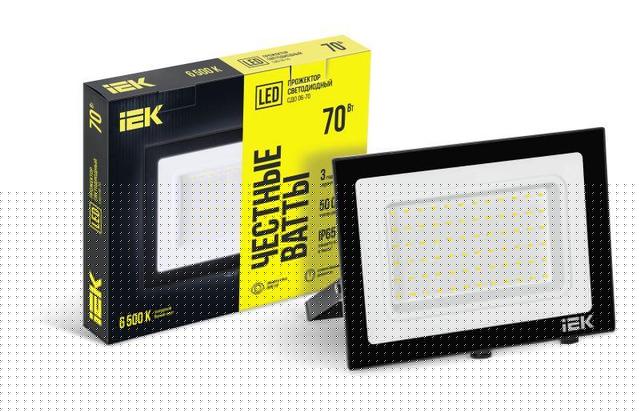 Прожектор светодиодный СДО 06-70 6500К IP65 черн. IEK LPDO601-70-65-K02