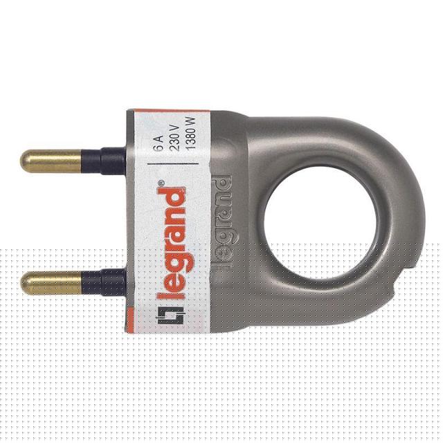 Вилка электрич. каб. Helium 6А прямая с кольцом алюм. Leg 050165
