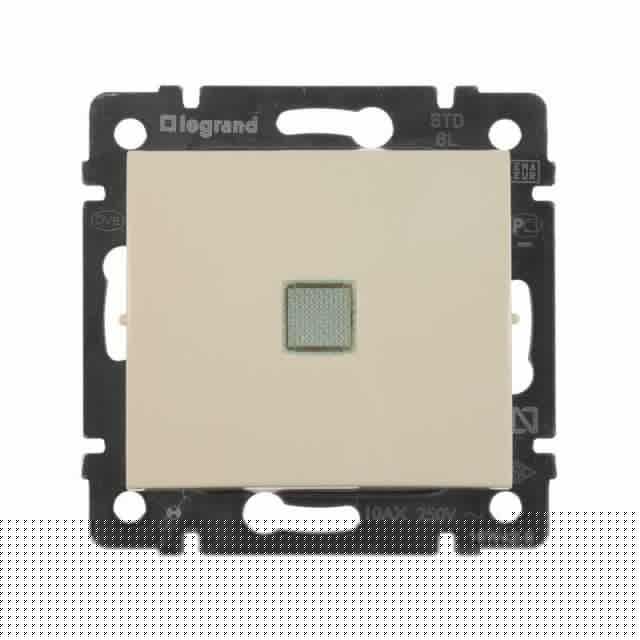 Переключатель проходной 1-кл. СП Valena 10А IP31 250В с зел. индикацией механизм сл. кость Leg 774326