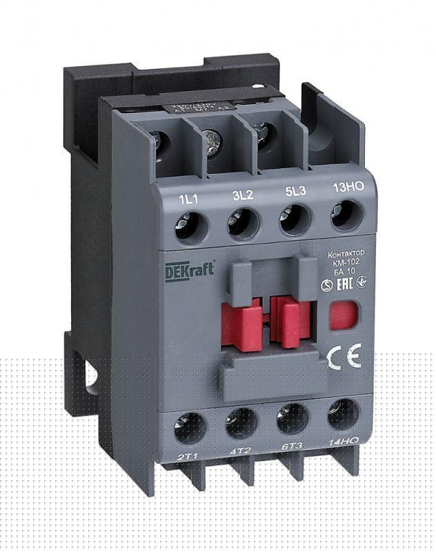 Контактор КМ-102 6А кат. 220В/230В AC 1НЗ AC-3 AC-4 DEKraft 22062DEK