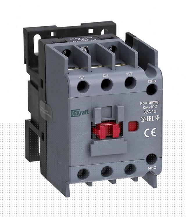 Контактор КМ-102 32А кат. 24В AC 1НО AC-3 AC-4 DEKraft 22097DEK