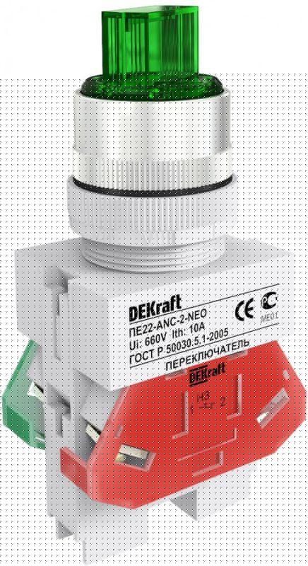 Переключатель на 2 положения I-O ПЕ-22 ANC-2 d22мм зел. DEKraft 25057DEK