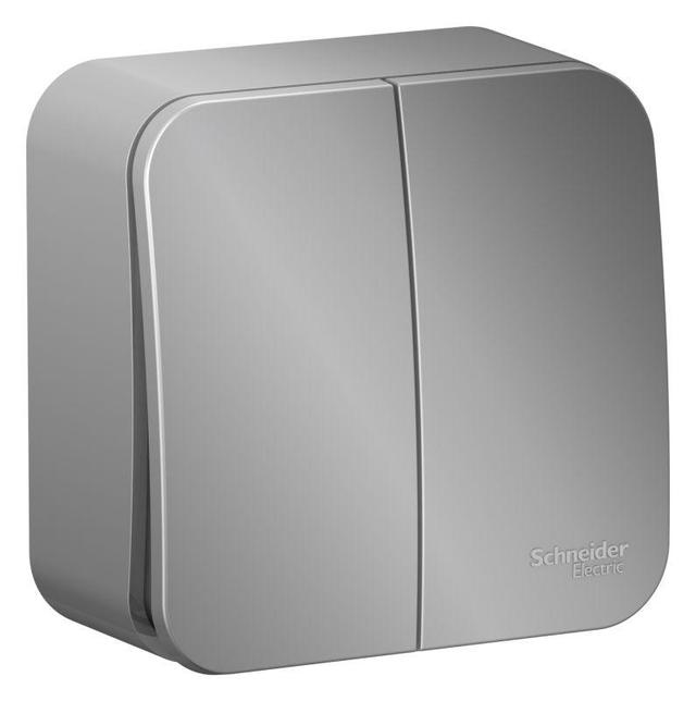 Выключатель 2-кл. ОП Blanca 10А IP20 (сх. 5) 250В с изолир. пластиной алюм. SE BLNVA105013