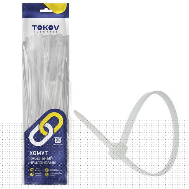 Хомут кабельный нейлоновый бел. 4.8х250 (уп.100шт) TOKOV ELECTRIC TKE-HNS-4.8-250-W/100