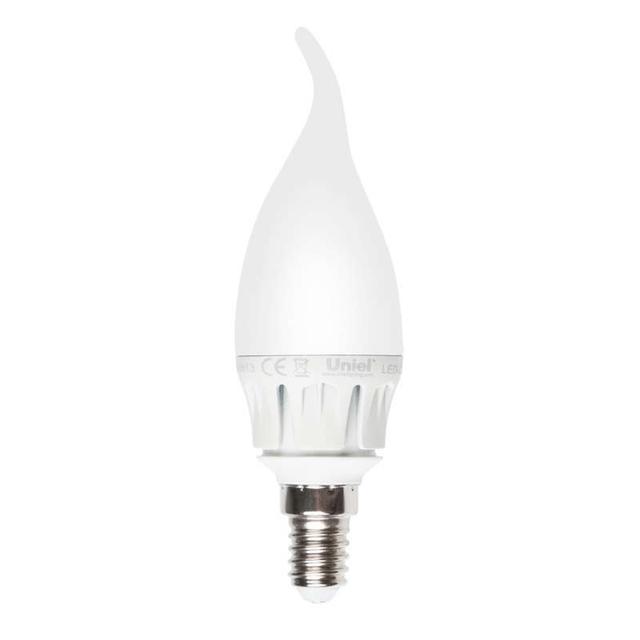 Лампа светодиодная LED-CW37-6Вт/WW/E14/FR ALM01WH пластик Uniel 08137