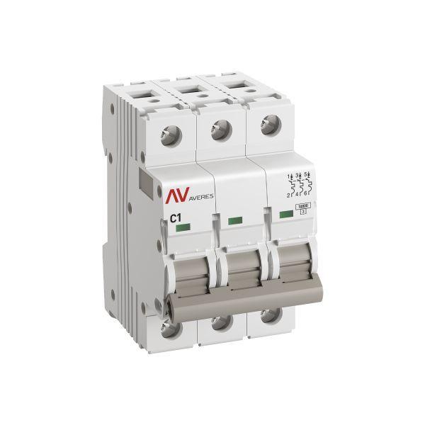 Выключатель автоматический модульный 3п C 1А 10кА AV-10 AVERES EKF mcb10-3-01C-av